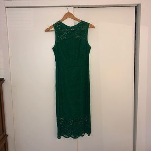 Emerald Green Lace Midi Dress